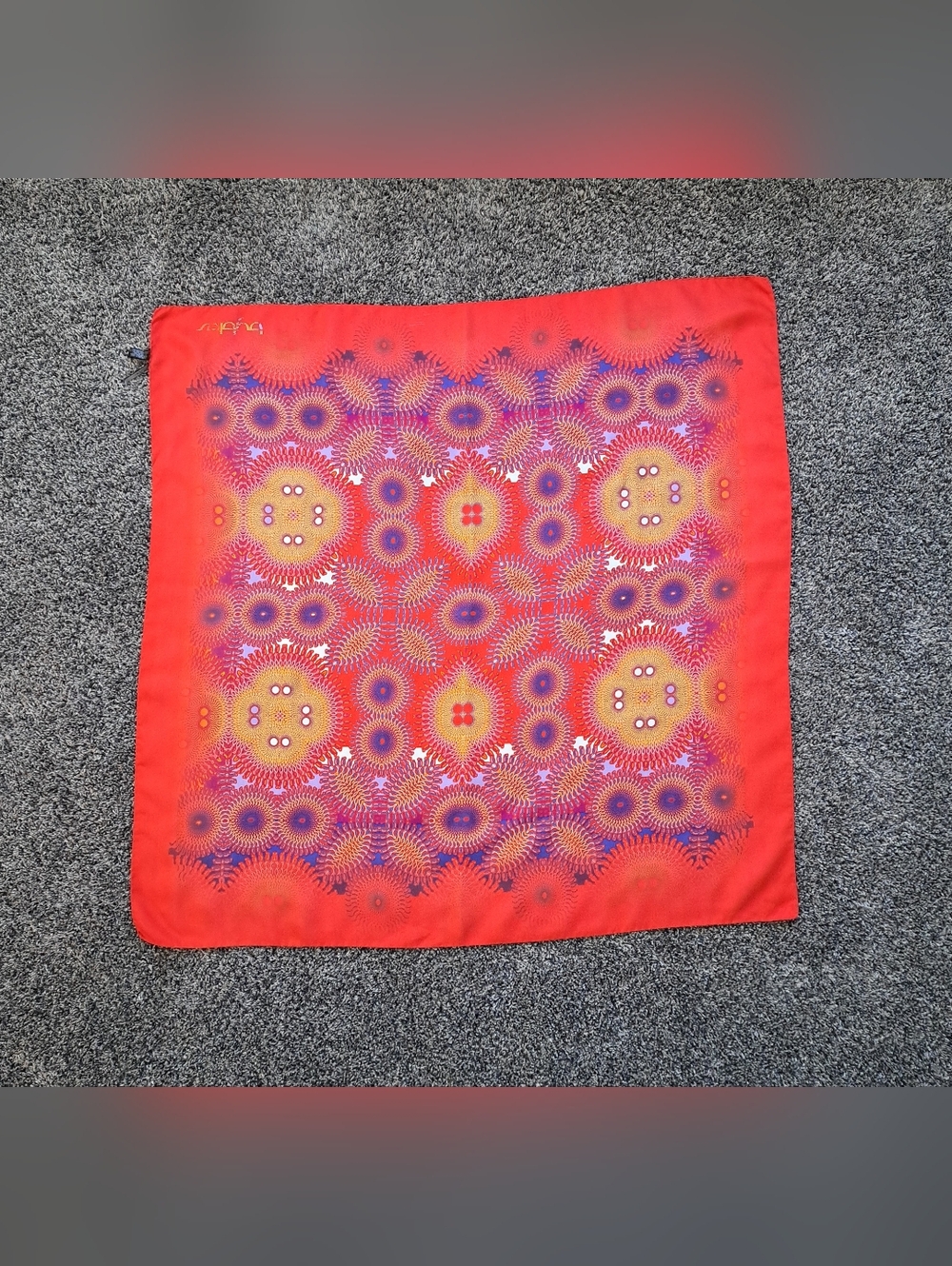 Byblos Red Multicolor Geometric Silk Scarf